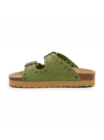 billowy Leren slippers groen