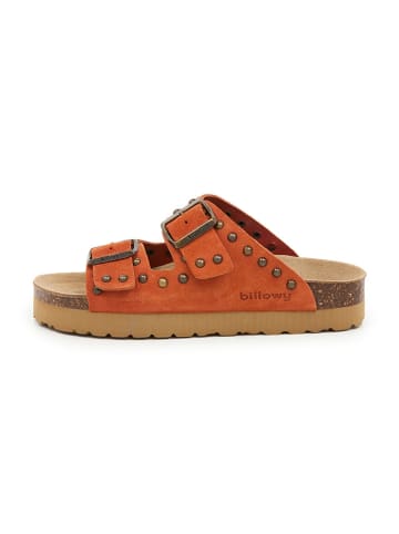 billowy Leder-Pantoletten in Orange