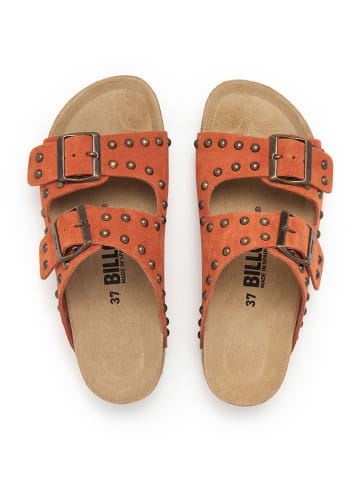 billowy Leder-Pantoletten in Orange