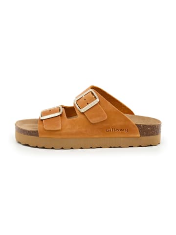 billowy Leder-Pantoletten in Orange