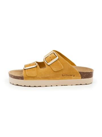 billowy Leren slippers geel