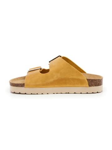 billowy Leren slippers geel