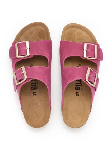 billowy Leder-Pantoletten in Pink