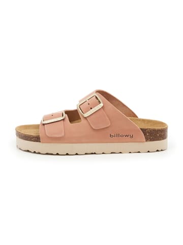 billowy Leder-Pantoletten in Rosa