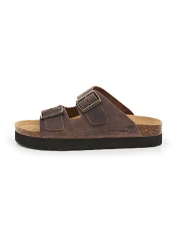 billowy Leren slippers bruin