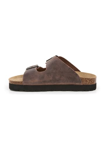 billowy Leren slippers bruin