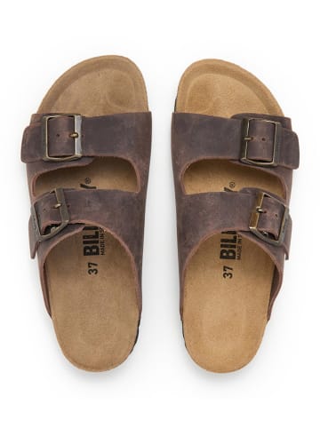 billowy Leren slippers bruin