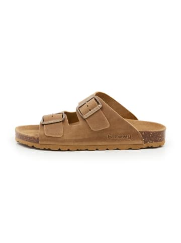 billowy Leren slippers lichtbruin