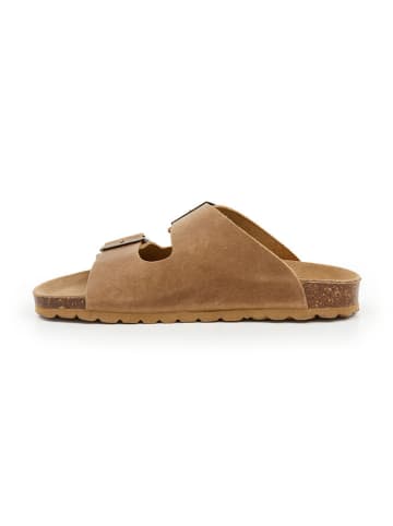 billowy Leren slippers lichtbruin
