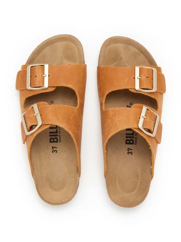 billowy Leder-Pantoletten in Orange