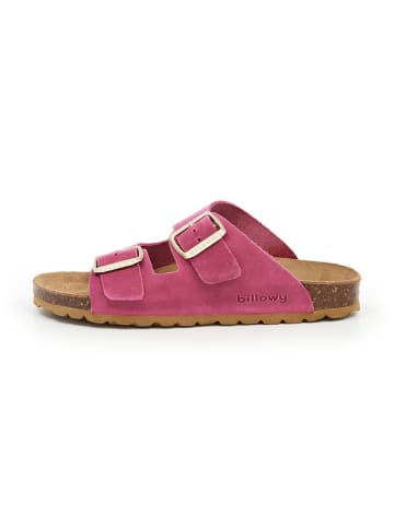 billowy Leder-Pantoletten in Pink