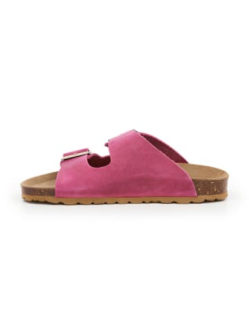 billowy Leder-Pantoletten in Pink