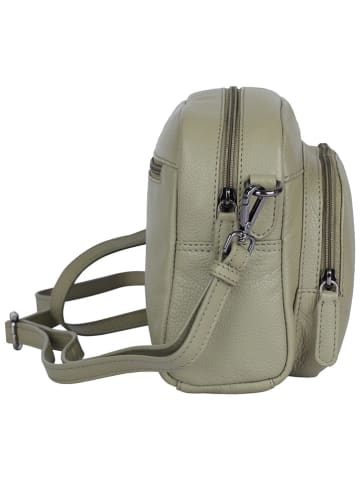 Bellicci Leren schoudertas "Capri" groen - (B)26 x (H)17 x (D)10 cm