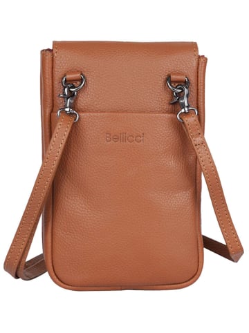 Bellicci Leder-Handytasche "Caprice" in Hellbraun - (B)12 x (H)18 x (T)4 cm