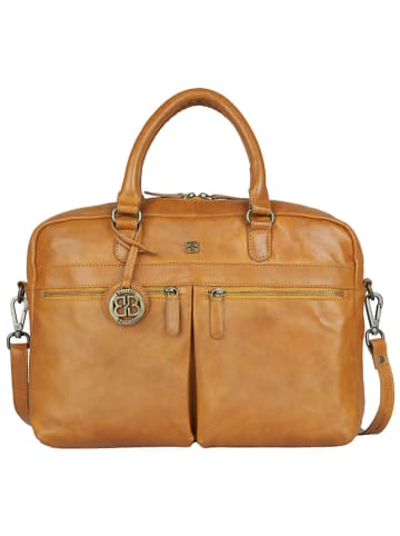 Bellicci Leren businesstas "Chase" lichtbruin - (B)39 x (H)27 x (D)10 cm