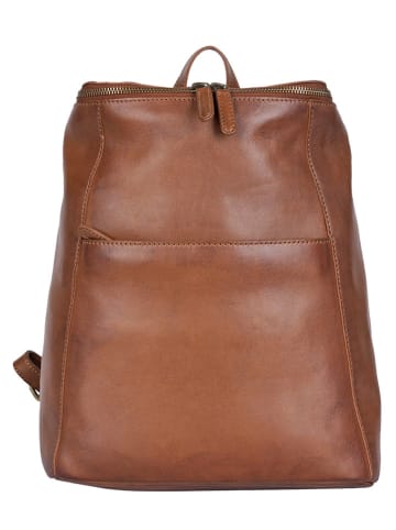 Bellicci Leder-Rucksack "Christie" in Hellbraun - (B)27 x (H)33 x (T)13 cm