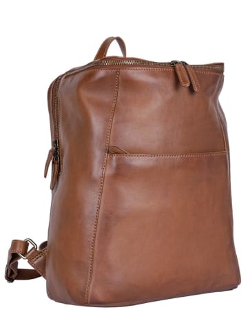Bellicci Leder-Rucksack "Christie" in Hellbraun - (B)27 x (H)33 x (T)13 cm