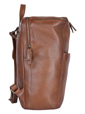 Bellicci Leren rugzak "Christie" lichtbruin - (B)27 x (H)33 x (D)13 cm