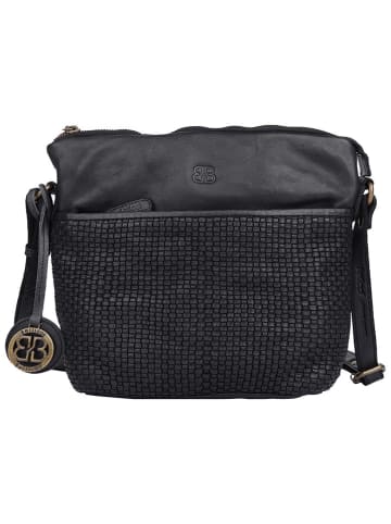 Bellicci Leren schoudertas "Enid" zwart - (B)27 x (H)24 x (D)10 cm