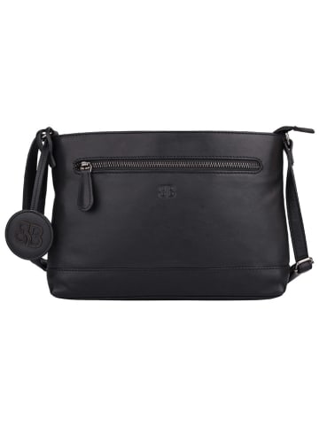 Bellicci Leder-Umhängetasche "Koffi" in Schwarz - (B)26 x (H)18 x (T)7 cm