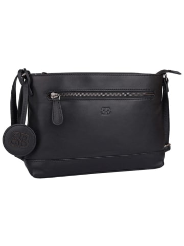 Bellicci Leren schoudertas "Koffi" zwart - (B)26 x (H)18 x (D)7 cm