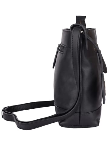 Bellicci Leren schoudertas "Koffi" zwart - (B)26 x (H)18 x (D)7 cm