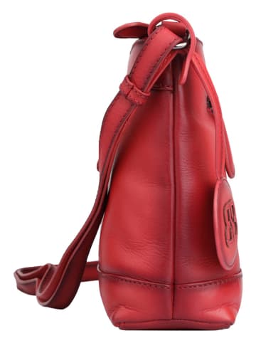 Bellicci Leder-Umhängetasche "Koffi" in Rot - (B)26 x (H)18 x (T)7 cm