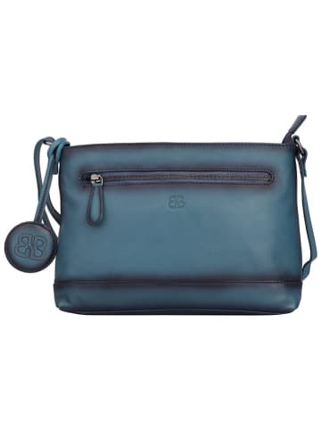 Bellicci Leren schoudertas "Koffi" blauw - (B)26 x (H)18 x (D)7 cm