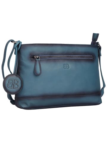 Bellicci Leren schoudertas "Koffi" blauw - (B)26 x (H)18 x (D)7 cm