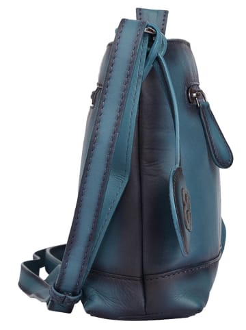 Bellicci Leren schoudertas "Koffi" blauw - (B)26 x (H)18 x (D)7 cm
