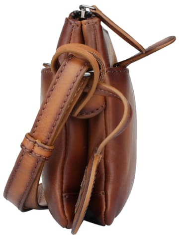 Bellicci Leder-Umhängetasche "Kore" in Hellbraun - (B)21 x (H)14 x (T)2,5 cm