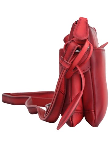 Bellicci Leder-Umhängetasche "Kore" in Rot - (B)21 x (H)14 x (T)2,5 cm