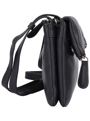 Bellicci Leder-Umhängetasche "Kline" in Schwarz - (B)24 x (H)15 x (T)4 cm