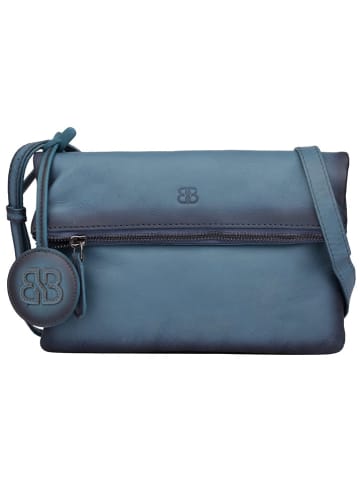 Bellicci Leder-Umhängetasche "Kline" in Blau - (B)24 x (H)15 x (T)4 cm