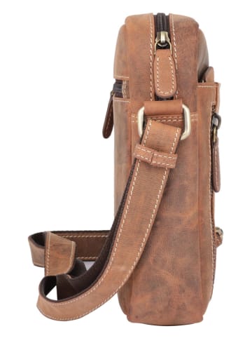 SPARWELL Skórzana torebka "Bradley" w kolorze jasnobrązowym - 21 x 23 x 2 cm