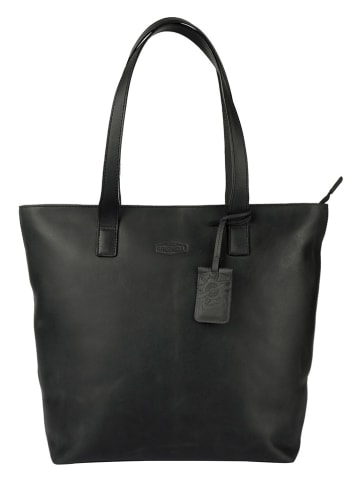 SPARWELL Leder-Shopper "Kylie" in Schwarz - (B)41 x (H)34 x (T)12 cm