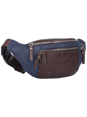 SPARWELL Leder-Brustbeutel "Simply Sloan" in Dunkelblau/ Braun - (B)32 x (H)14 x (T)7 cm