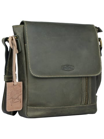 SPARWELL Leder-Umhängetasche "Tenacious Trevor" in Khaki - (B)22 x (H)24 x (T)7 cm