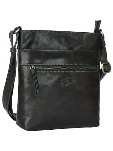 WEZBEY Leder-Umhängetasche "Adrian 3326" in Dunkelgrün - (B)21 x (H)25 x (T)5 cm