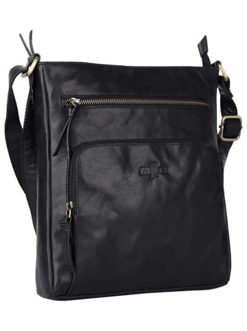WEZBEY Leder-Umhängetasche "Adrian 4004" in Schwarz - (B)25 x (H)28 x (T)5 cm