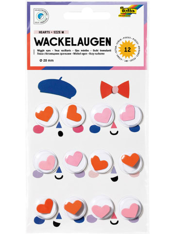 folia PAPER Ruchome oczy "Hearts M" w kolorze czerwono-jasnoróżowym