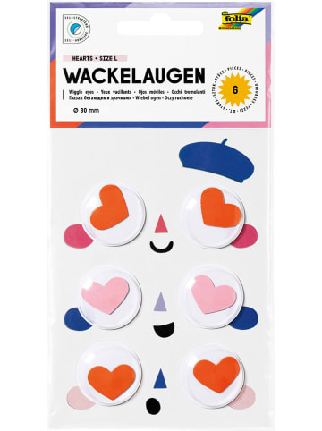 folia PAPER Ruchome oczy "Hearts L" w kolorze czerwono-jasnoróżowym