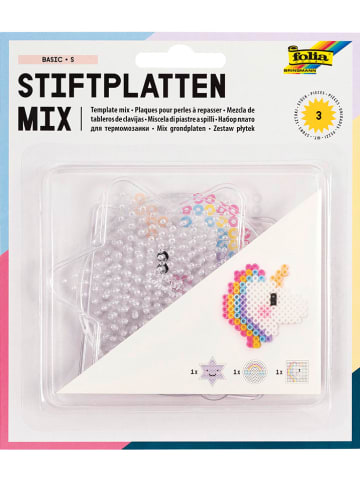 folia PAPER 3tlg. Bügelperlen-Stiftplatten-Set "Basic" in Transparent