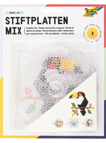 folia PAPER 3tlg. Bügelperlen-Stiftplatten-Set "Basic" in Transparent