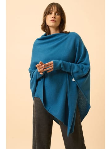 Just Cashmere Kasjmieren poncho "Meredith" blauw