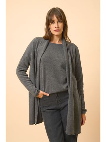 Just Cashmere Kasjmieren vest "Maddie" antraciet