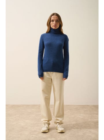 Just Cashmere Kasjmieren coltrui "Ava" donkerblauw