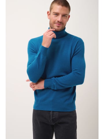 Just Cashmere Kasjmieren coltrui "Connor" blauw