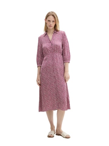 Tom Tailor Hemdkleid in Pink/ Weiß