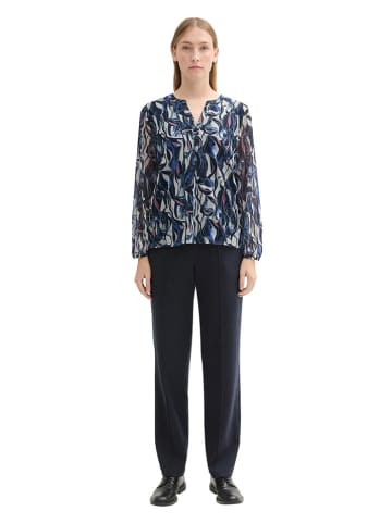 Tom Tailor Bluse in Dunkelblau/ Grau